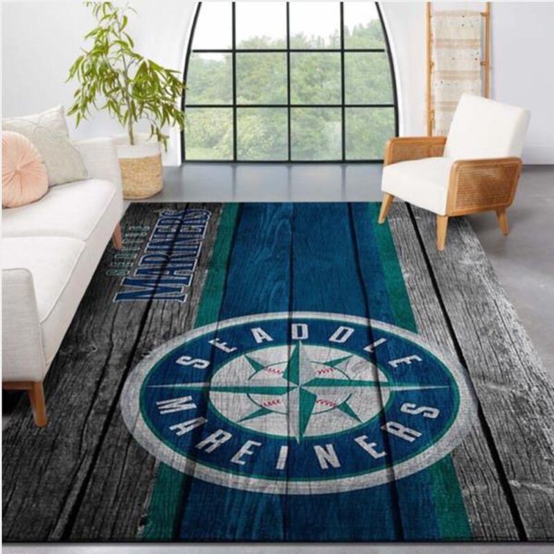 MLB Seattle Mariners Area Rug Logo Wooden Style Style Nice Gift Home Decor