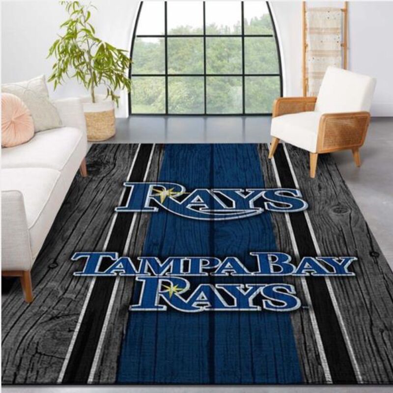 MLB Tampa Bay Rays Area Rug Logo Wooden Style Style Nice Gift Home Decor