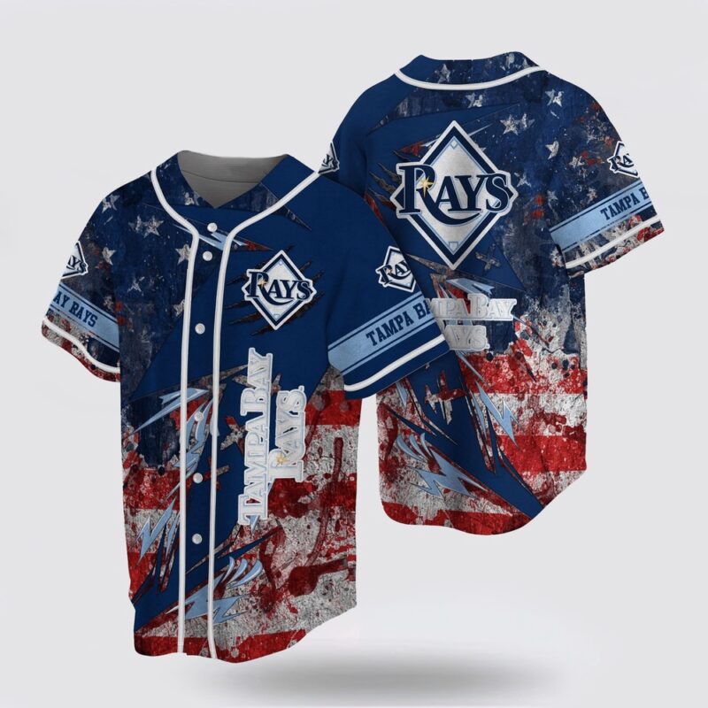 MLB Tampa Bay Rays Baseball Jersey With US Flag For Fans Jersey