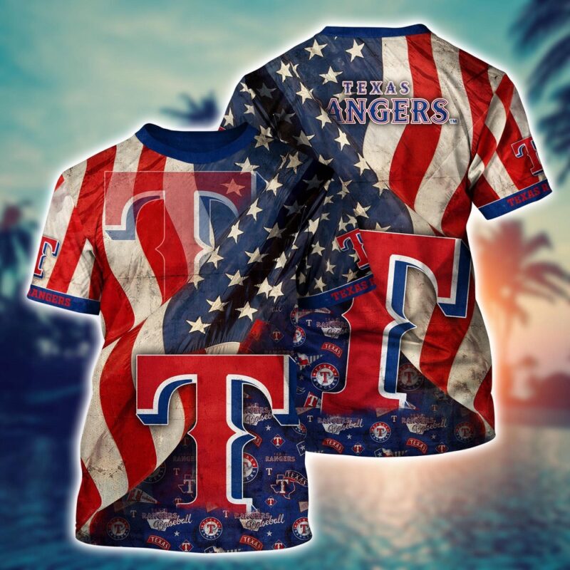 MLB Texas Rangers 3D T-Shirt Blossom Bliss Fusion For Fans Sports