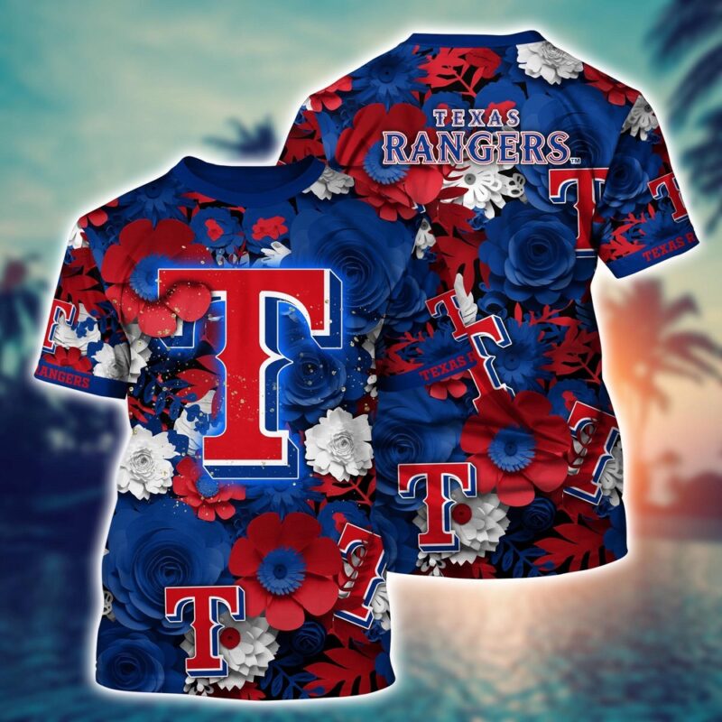 MLB Texas Rangers 3D T-Shirt Sunset Slam Chic For Fans Sports