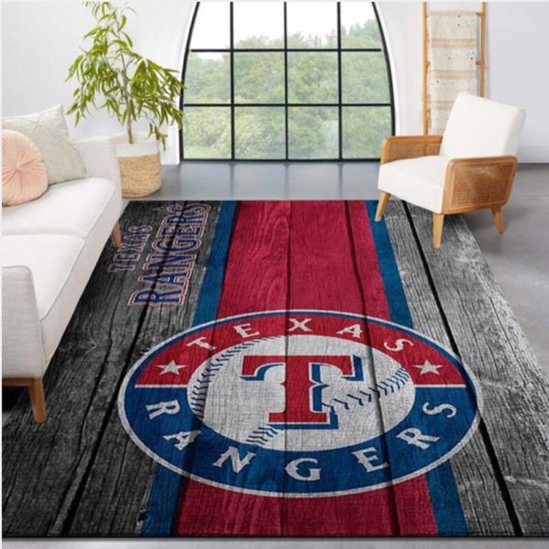 MLB Texas Rangers Area Rug Logo Wooden Style Style Nice Gift Home Decor