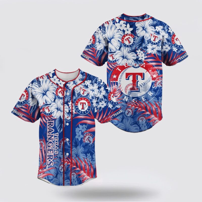 MLB Texas Rangers Baseball Jersey With Flower Pattern For Fans Jersey
