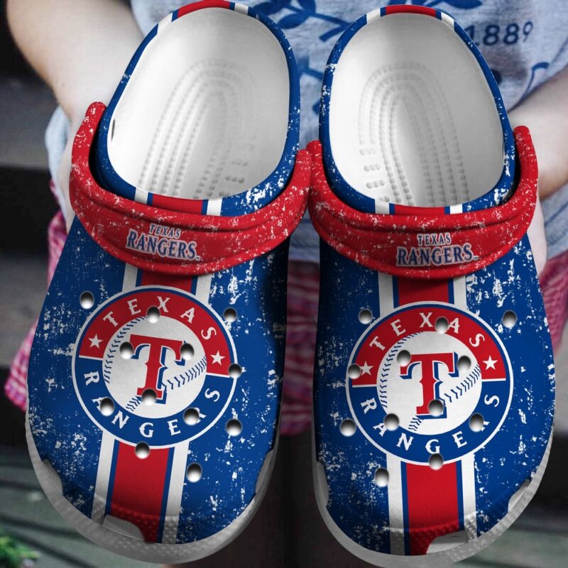 MLB Texas Rangers Crocs Clog White – Blue For Fan Baseball