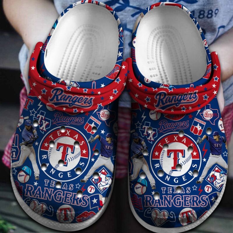MLB Texas Rangers Crocs Crocband Clogs Shoes Comfortable For Men Women and Kids For Fan MLB