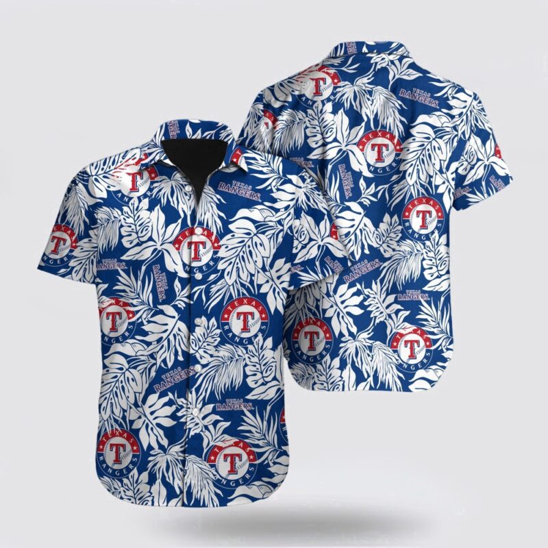 MLB Texas Rangers Hawaiian Shirt Tropical Pattern For Fan MLB