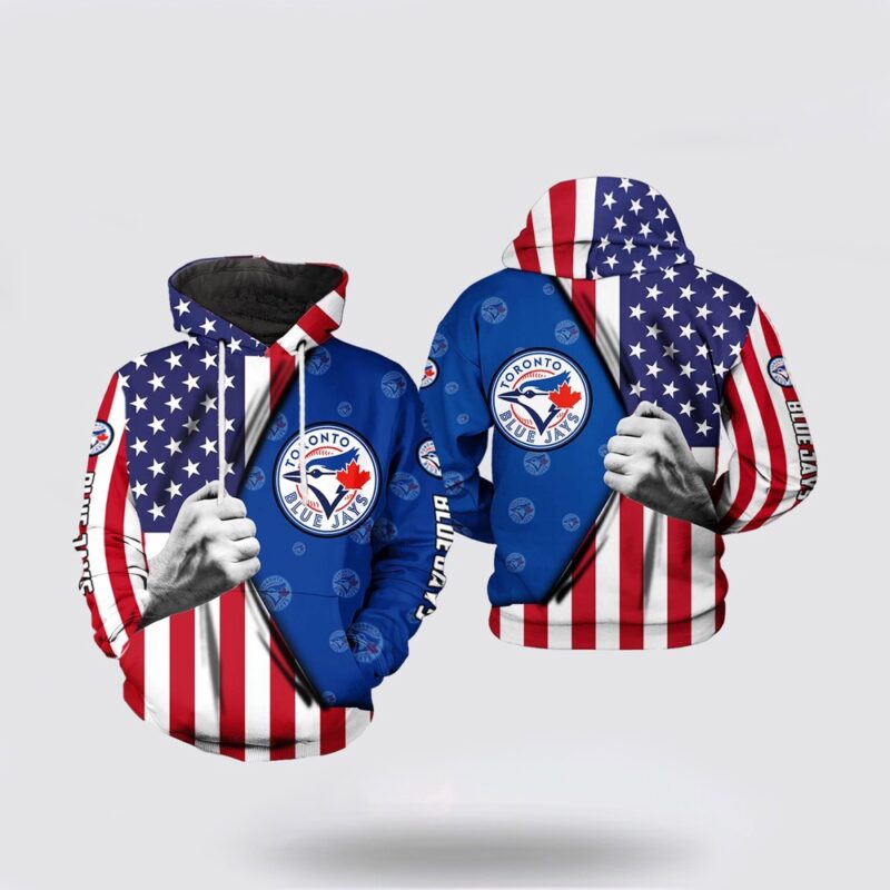 MLB Toronto Blue Jays 3D Hoodie US Flag For Fan MLB