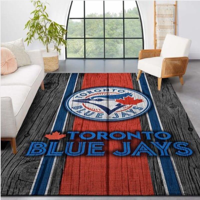 MLB Toronto Blue Jays Area Rug Logo Wooden Style Style Nice Gift Home Decor