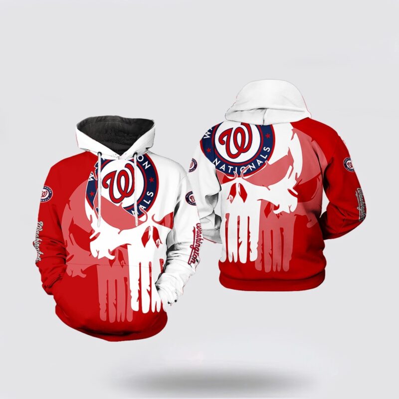 MLB Washington Nationals 3D Hoodie Team Skull For Fans MLB