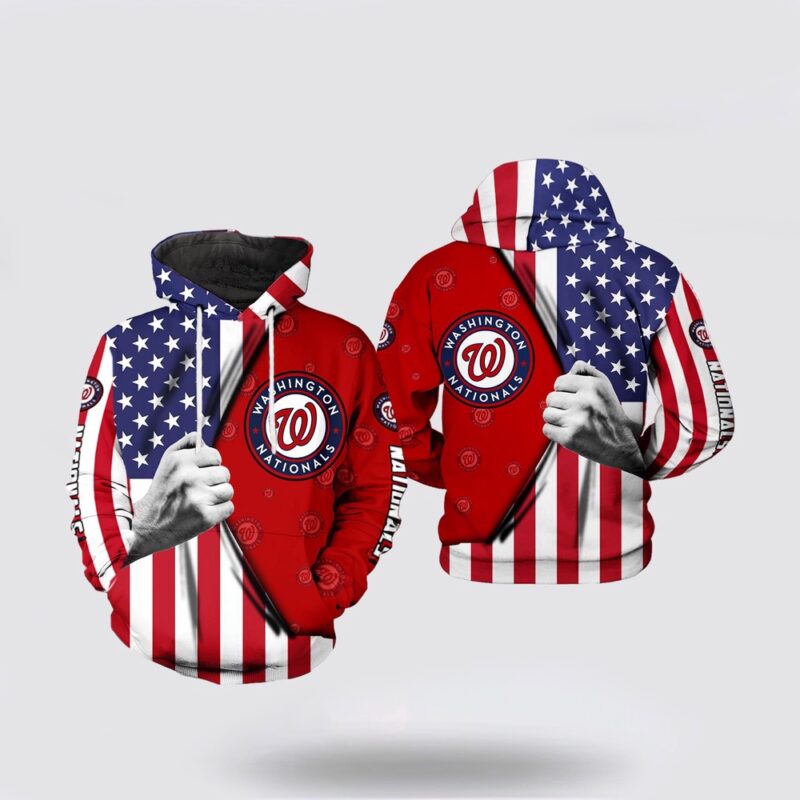 MLB Washington Nationals 3D Hoodie US Flag For Fan MLB