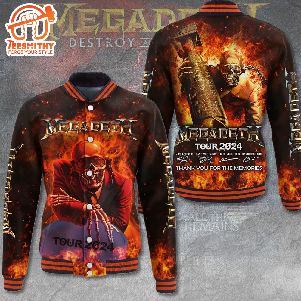 Megadeth Band Varsity Jacket Tour 2024 Christmas For Fans