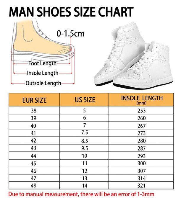 Men Air Jordan 1 Size Chart
