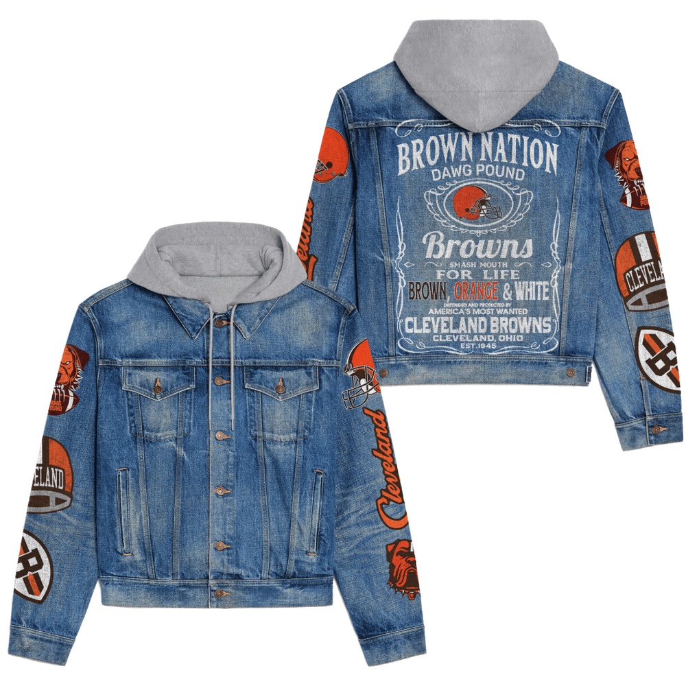 Cleveland Browns Premium Hooded Denim Jacket