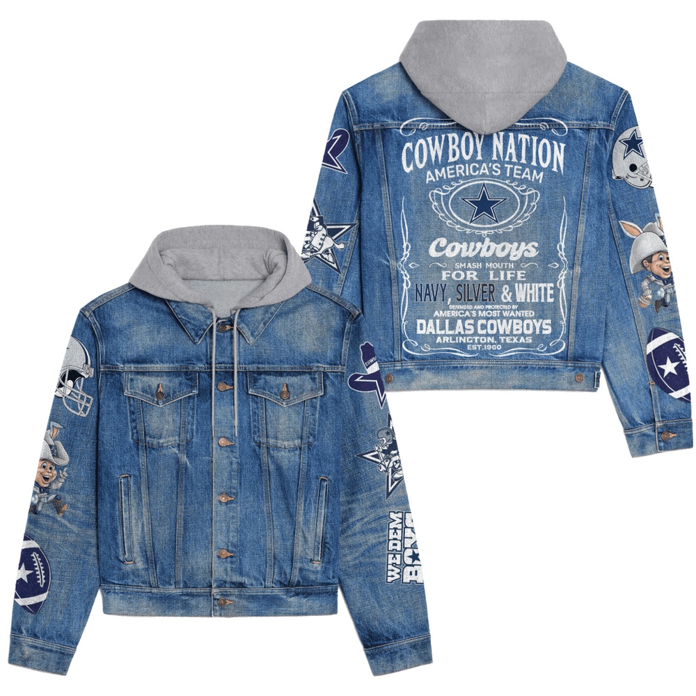 Dallas Cowboys Men’s Premium Hooded Denim Jacket V1