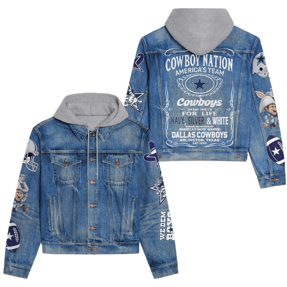 Dallas Cowboys Premium Hooded Denim Jacket Version 1