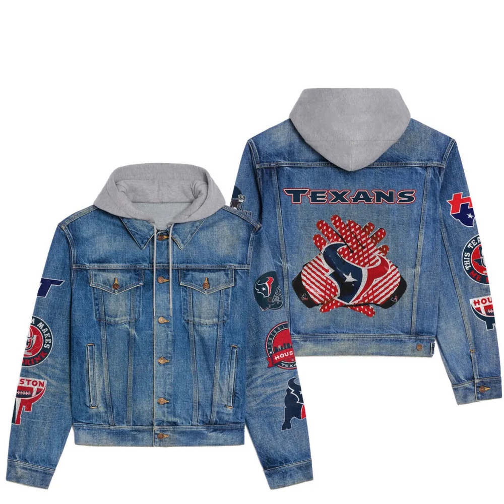 Houston Texans Premium Hooded Denim Jacket