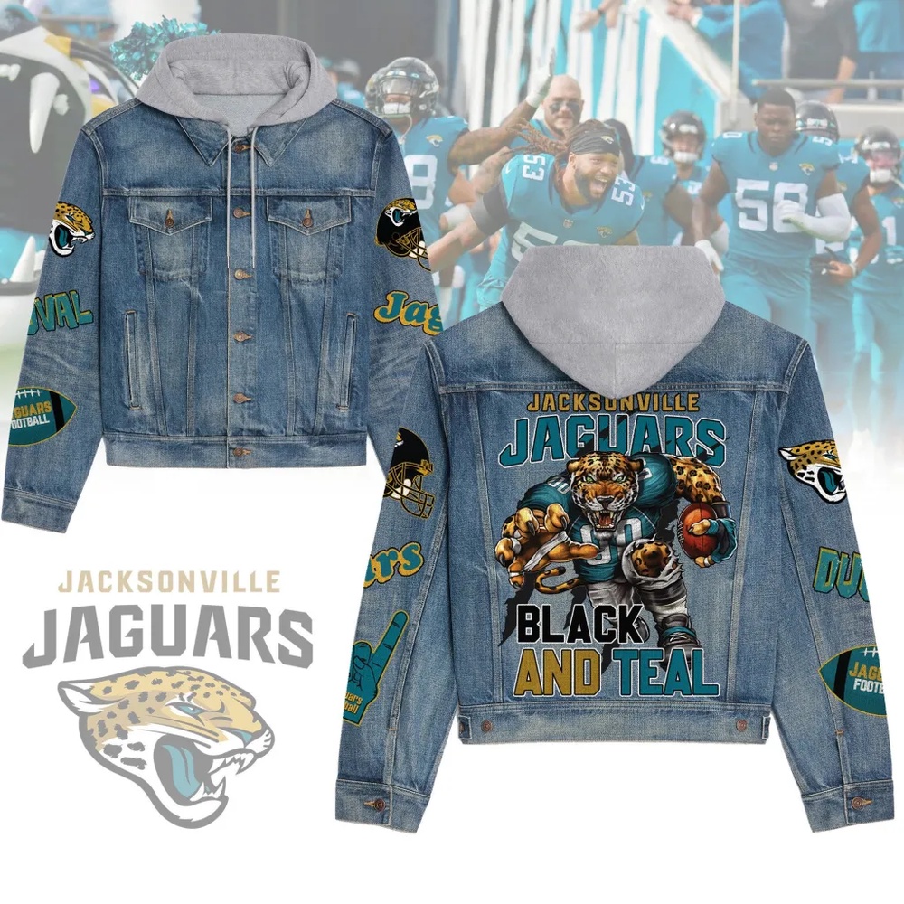 Jacksonville Jaguars Men’s Premium Denim Hooded Jacket Version 1