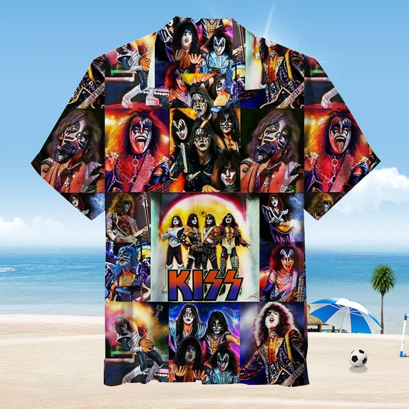 Psychedelic Kiss Collage Men’s Short Sleeve Aloha Shirts