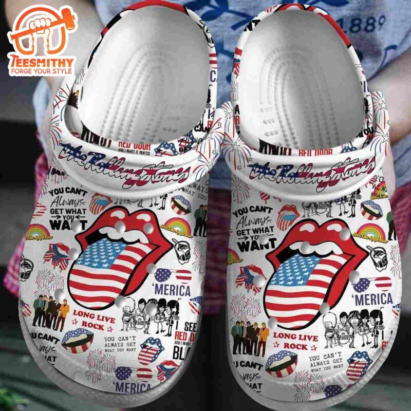 The Rolling Stones Crocs Crocband Clogs Shoes America Flag