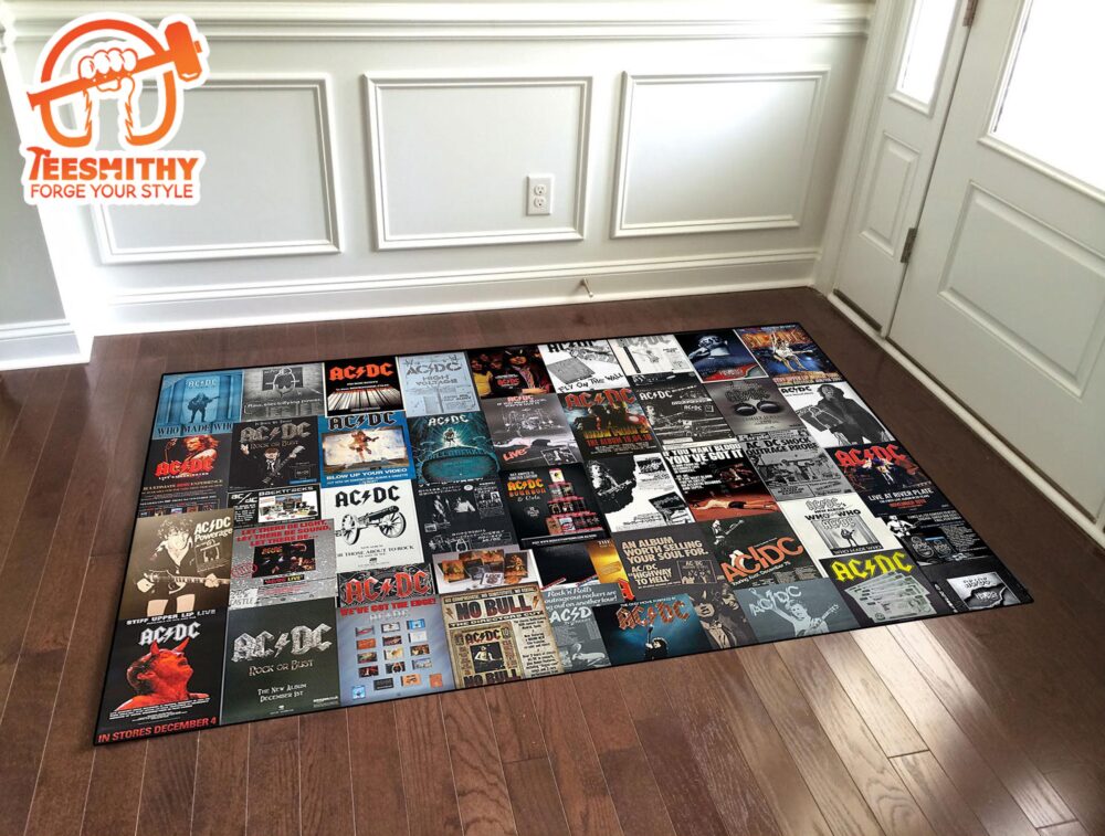 AC DC Album Cover Inspired Music Room Rug, Ac Dc Fan Rug