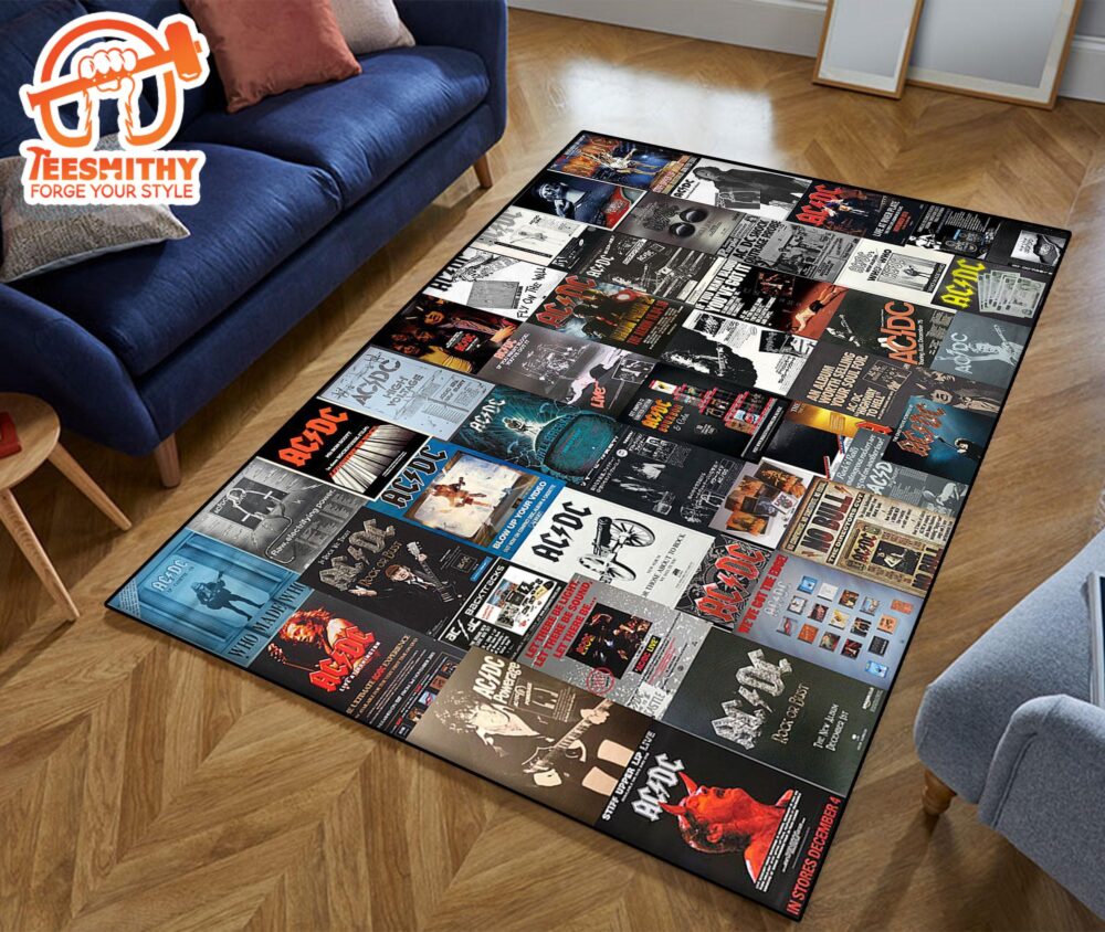 AC DC Album Cover Inspired Music Room Rug, Ac Dc Fan Rug