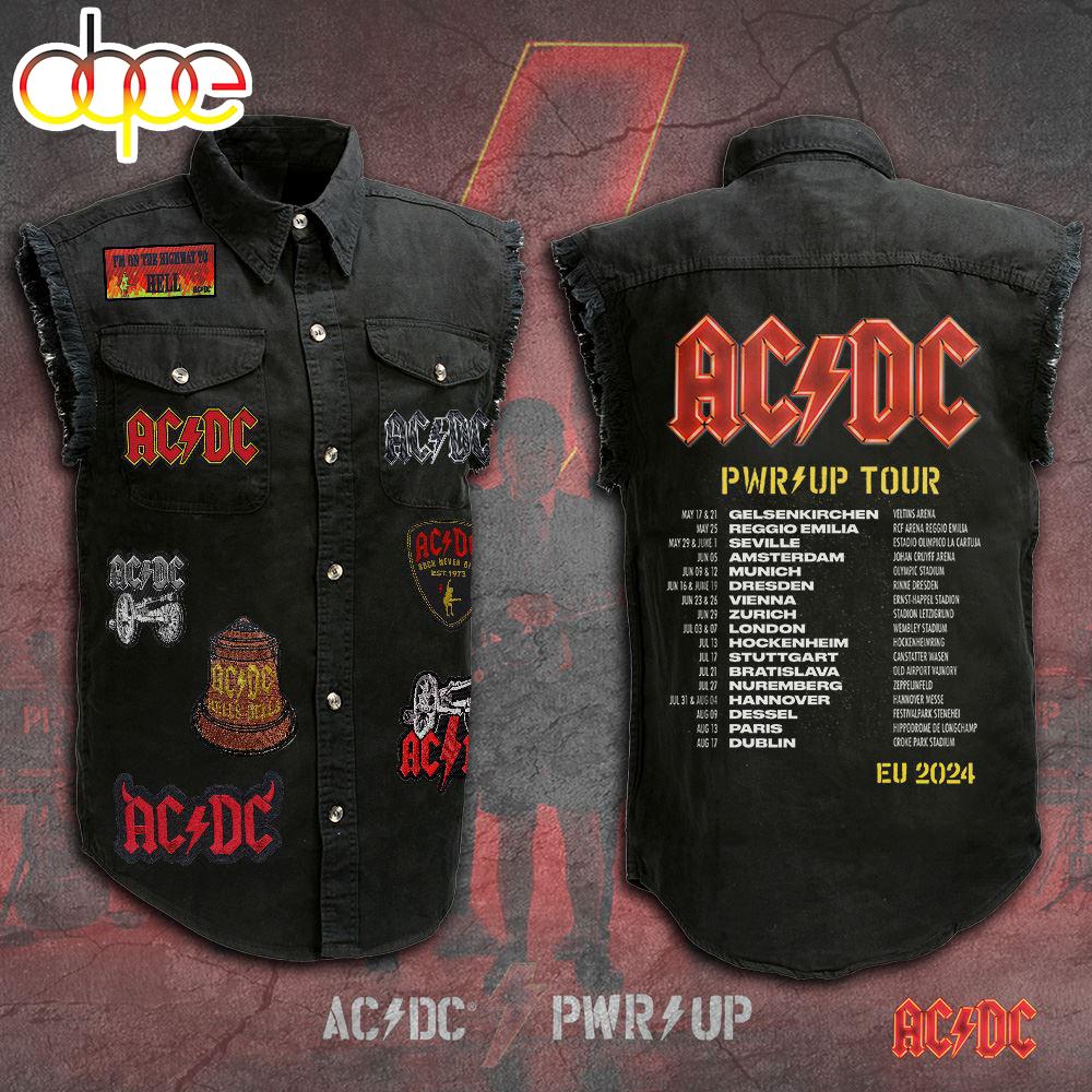 ACDC 3D Sleeveless Denim Shirt Gift FanFor Men And Women