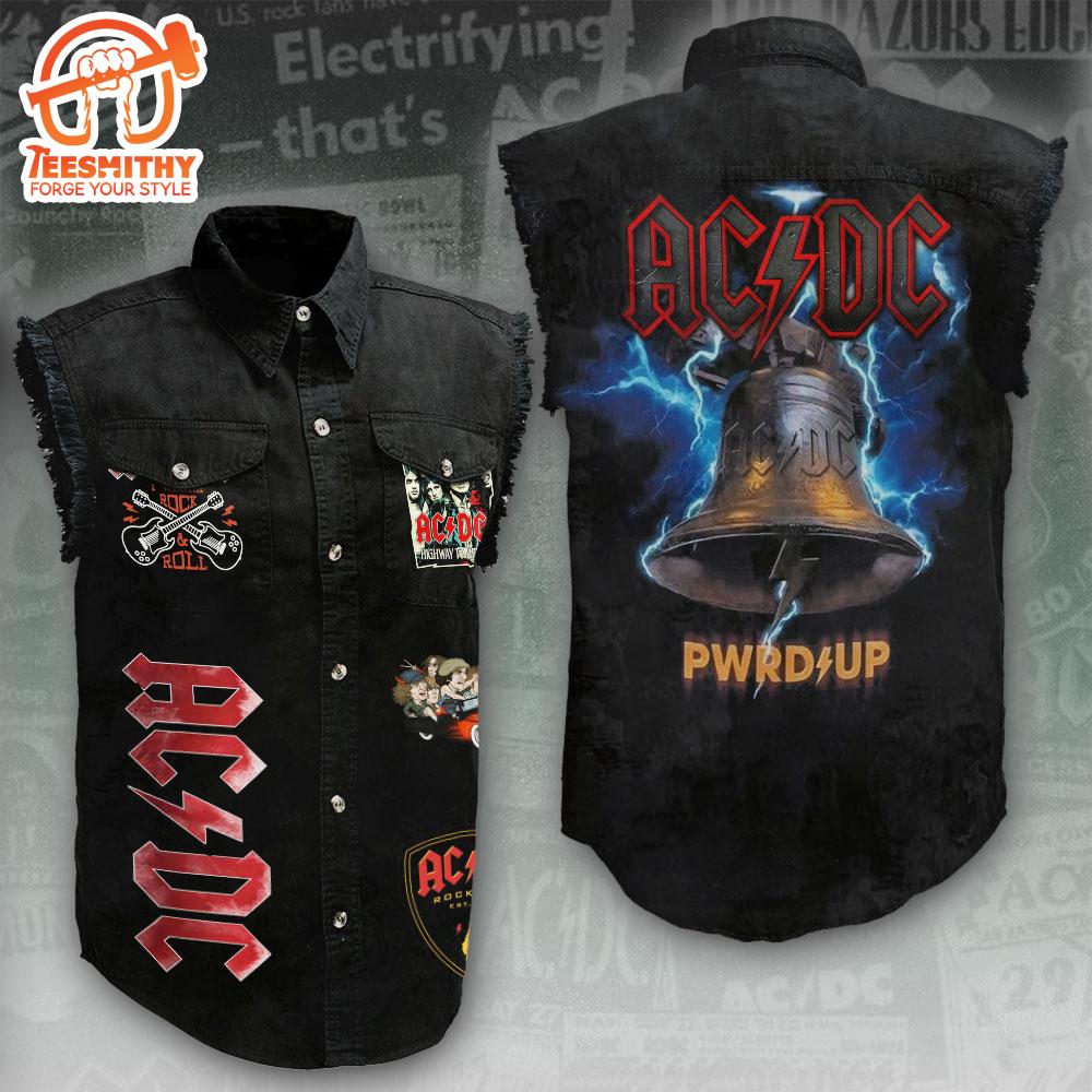 ACDC Band 2024 Tour Music Sleeveless Denim Shirt