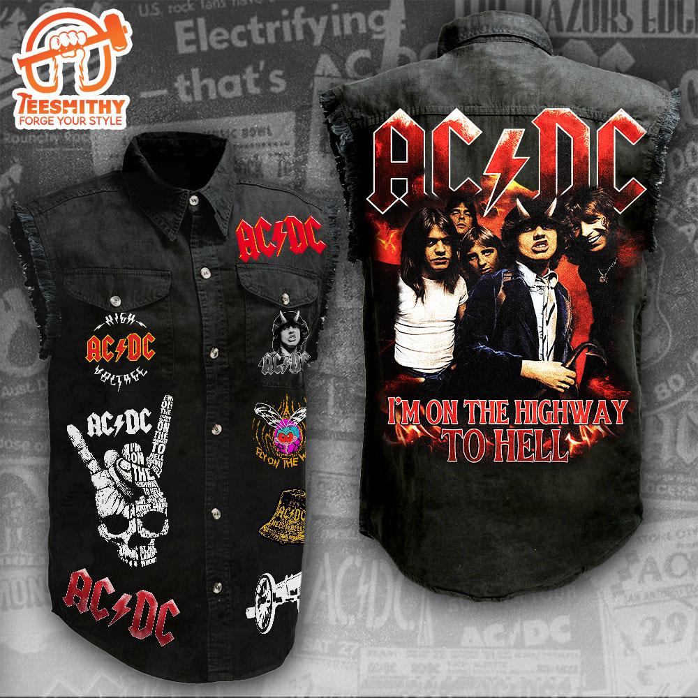 ACDC Band 51st Anniversary 1973-2024 Sleeveless Denim Shirt