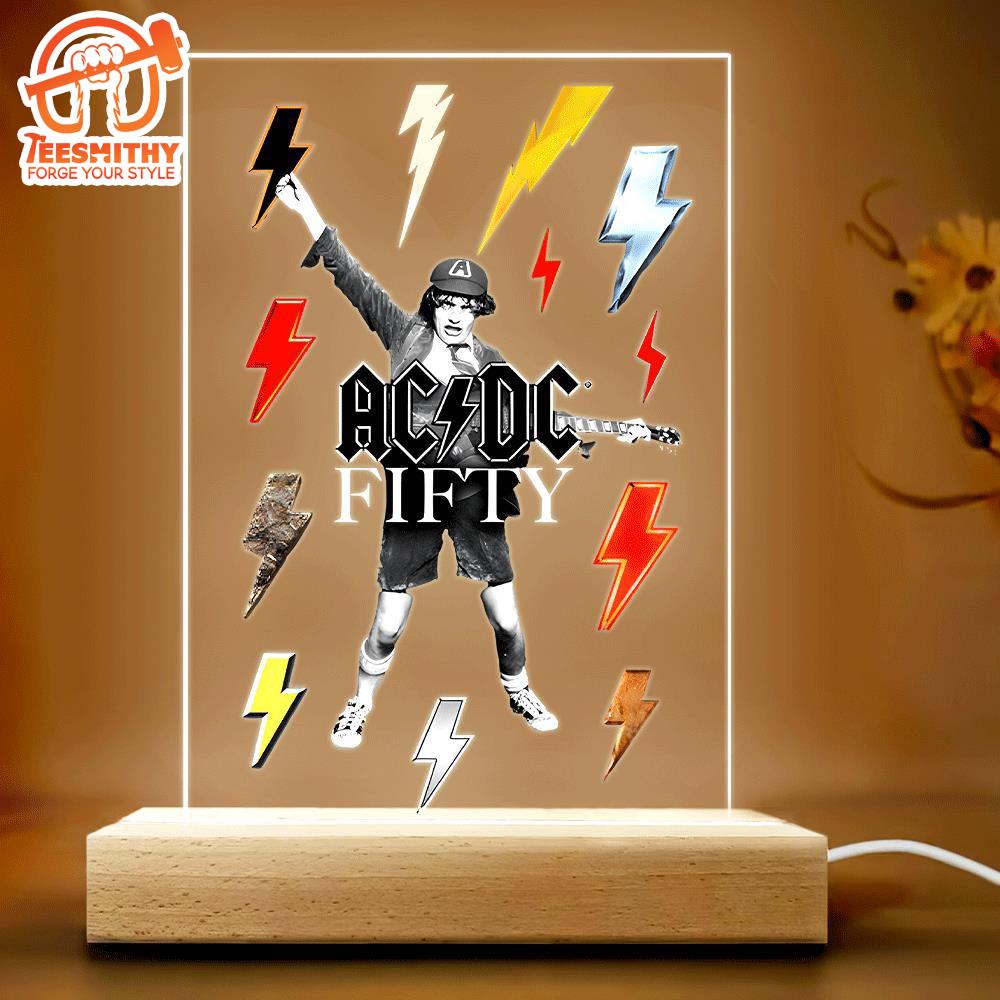 Acdc Band Music Led Light With Wooden Base Gift Christmas