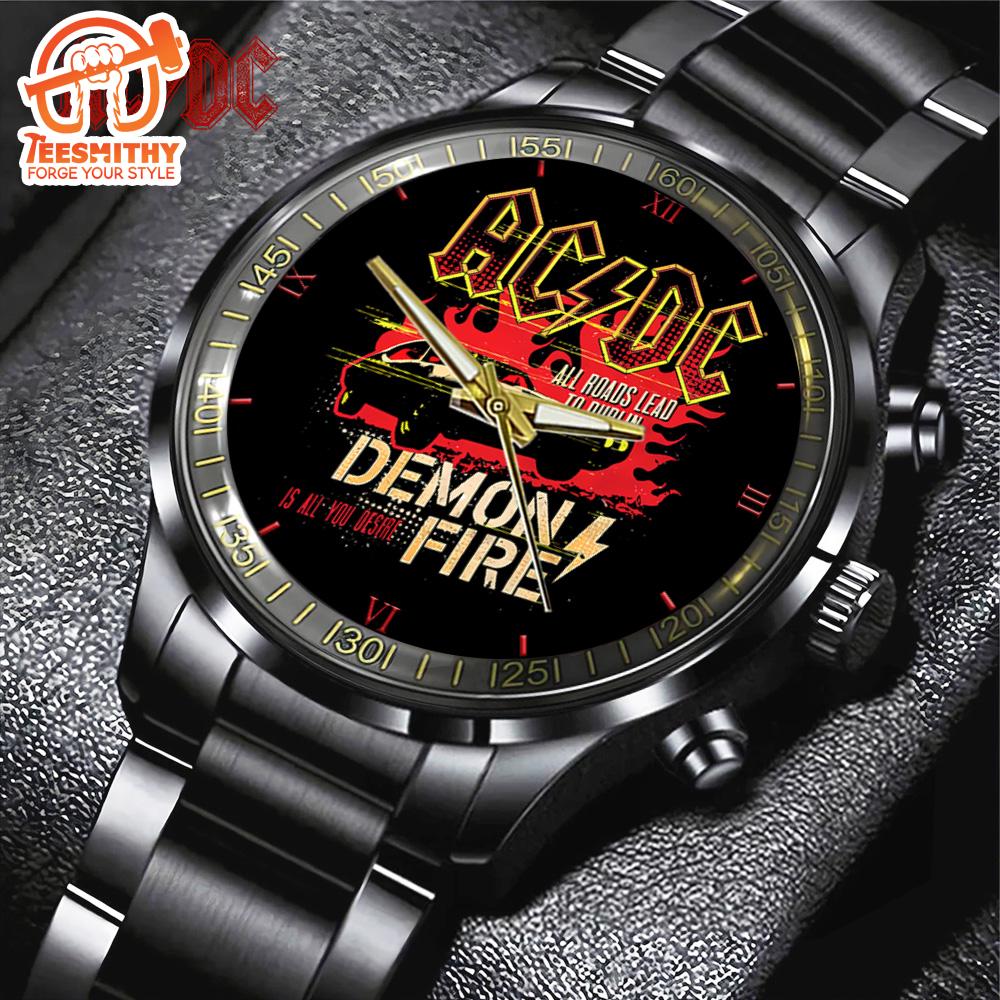 ACDC Black Stainless Steel Watch – Demon Fire