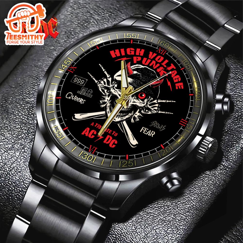 ACDC Black Stainless Steel Watch – High Voltage Punk