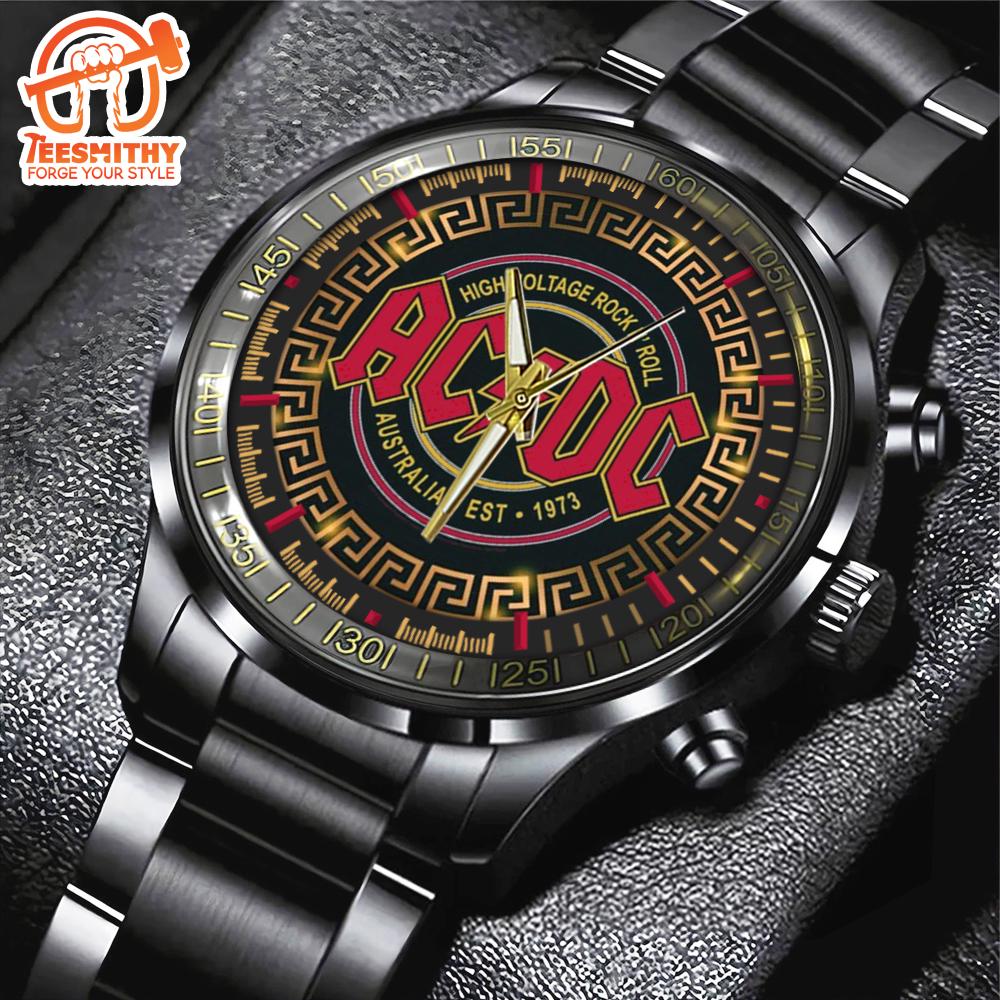 ACDC Black Stainless Steel Watch – High Voltage Rcok And Roll