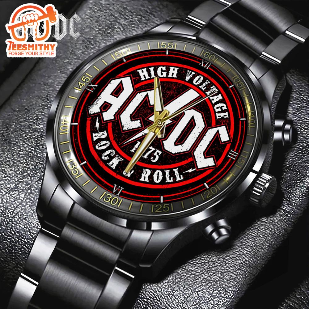 ACDC Black Stainless Steel Watch – High Voltage Rock And Roll