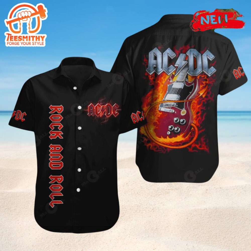 ACDC Flaming Strings Rock And Roll Hawaiian Shirt