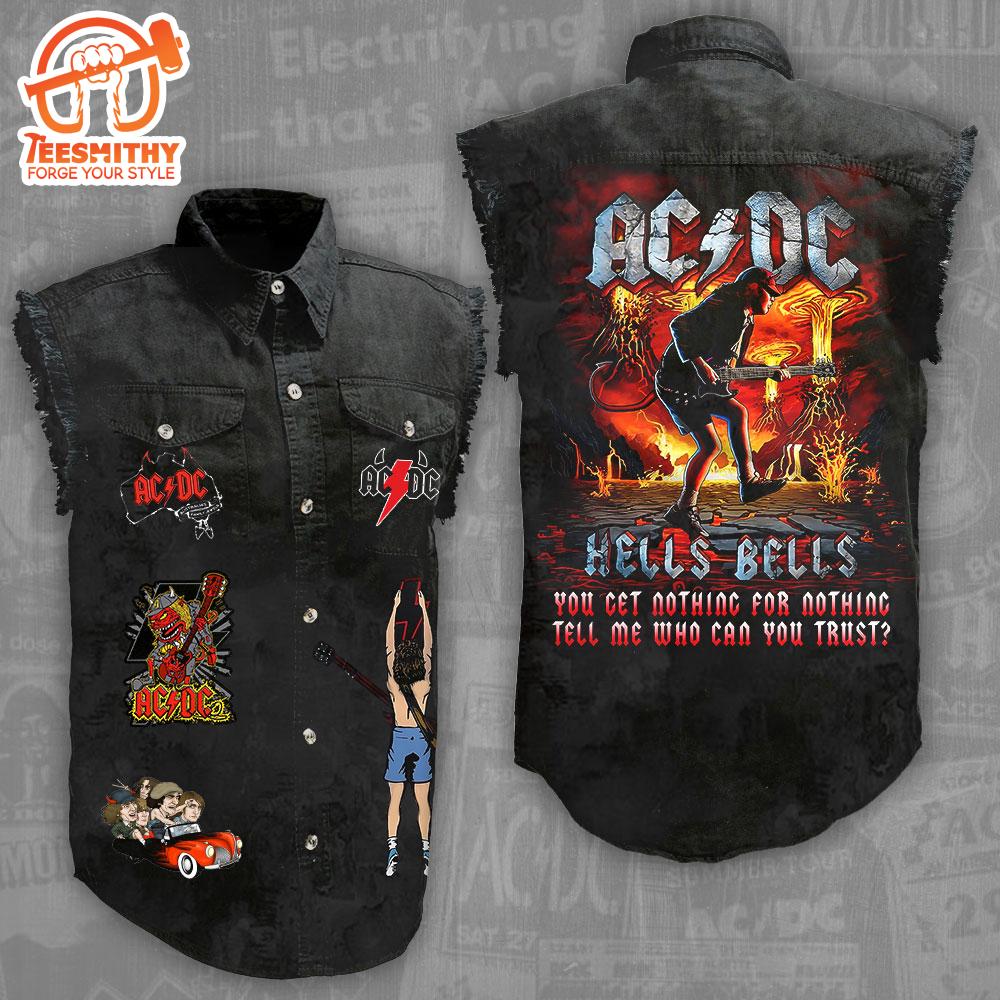 ACDC Hell Bells Tour Music Sleeveless Denim Shirt