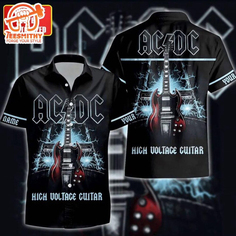 ACDC High Voltage Guitar Lightning Hawaiian Shirt