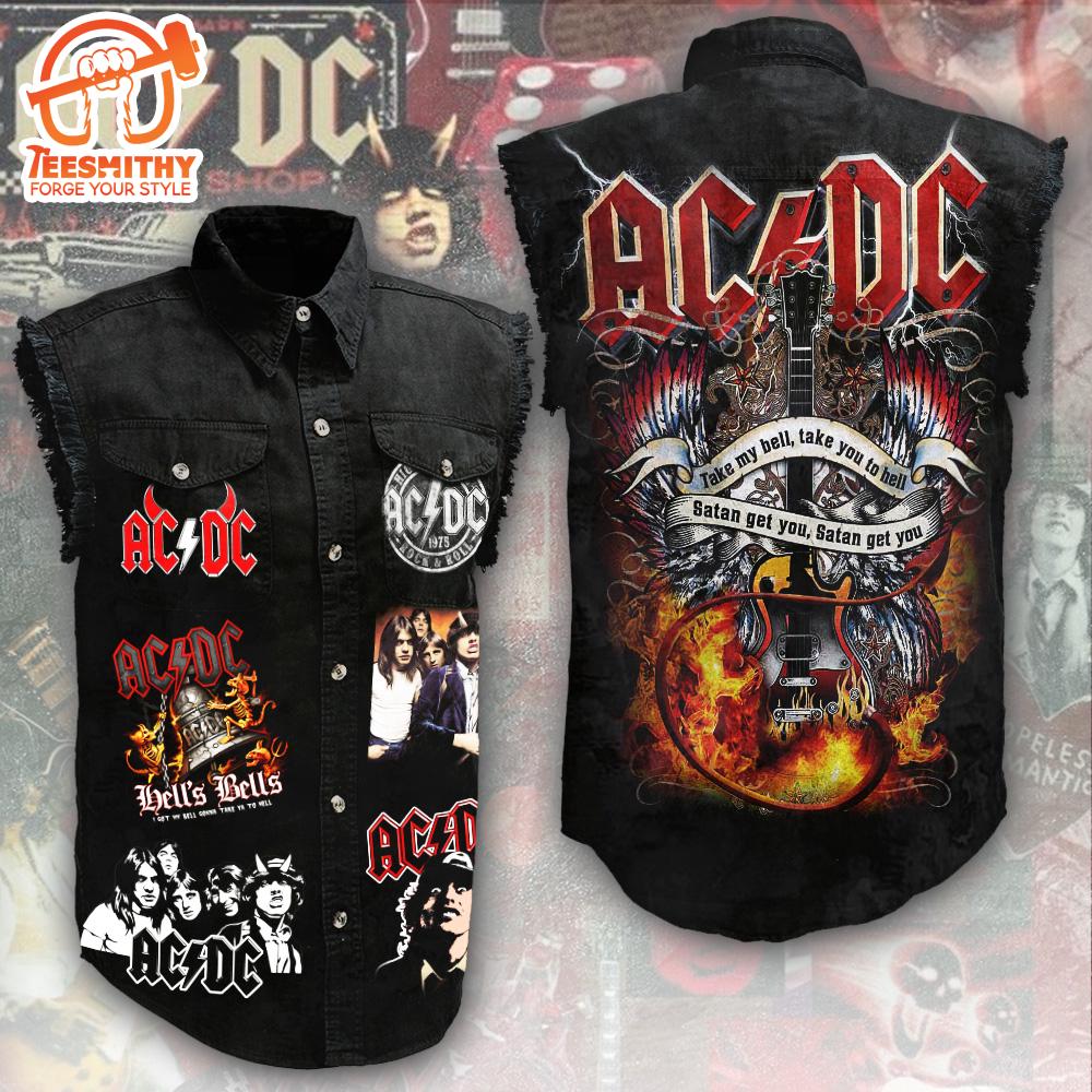 ACDC King Of Rock Tour Music Sleeveless Denim Shirt