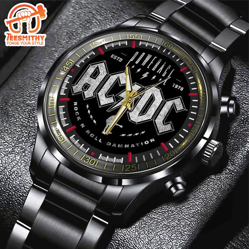 ACDC Powerage Rock N Roll Damnation Black Stainless Steel Watch