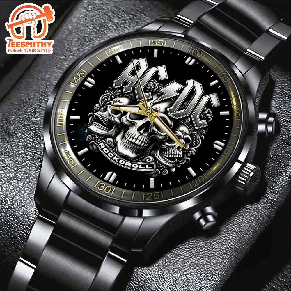 ACDC Rock And Roll Black Stainless Steel Watch