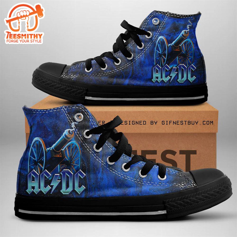 Acdc Rock Band, Acdc Blue Cannon Shoes, Acdc High Top Canvas Shoes