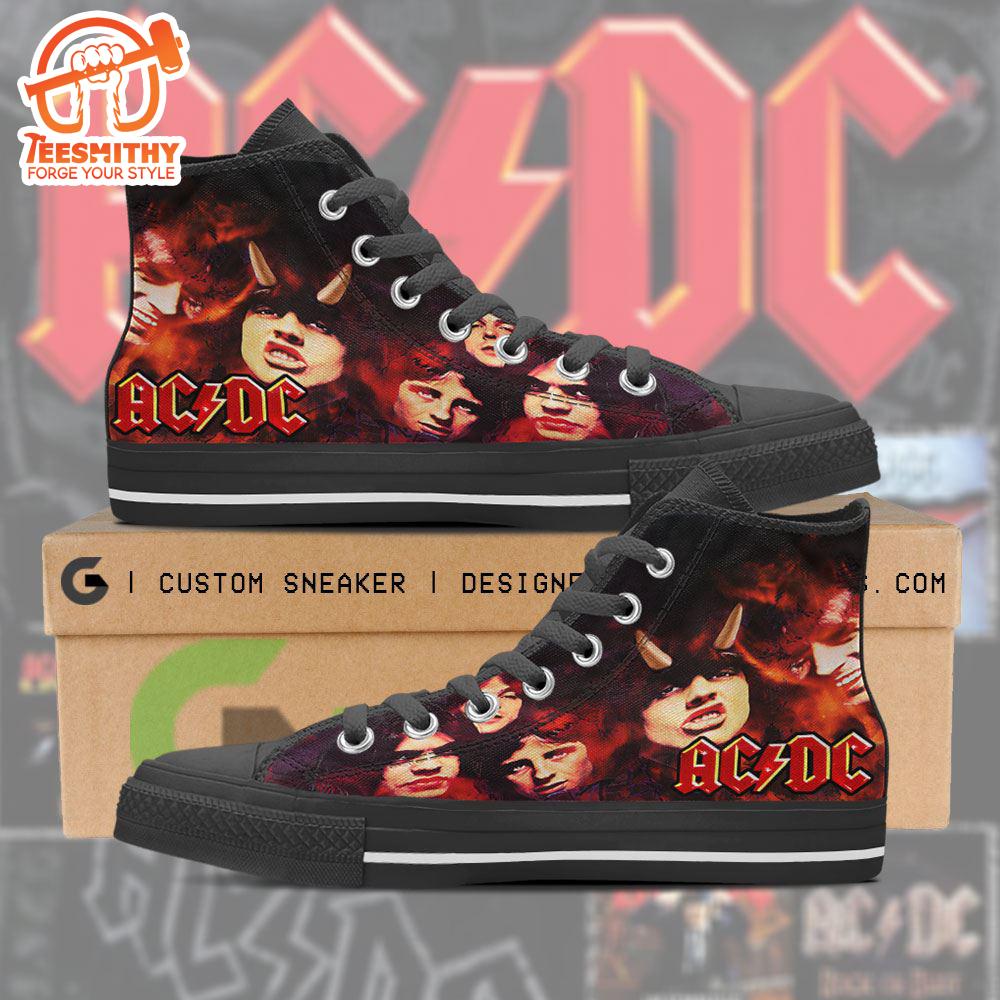 Acdc Rock Band, Acdc Evil Shoes, Acdc High Top Canvas Shoes