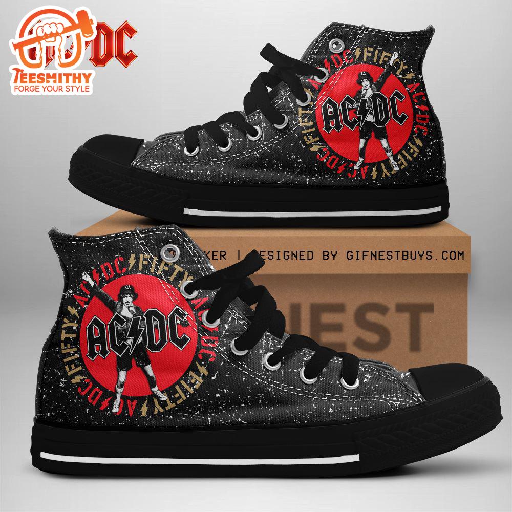 Acdc Rock Band, Acdc Fifty, Acdc High Top Canvas Shoes