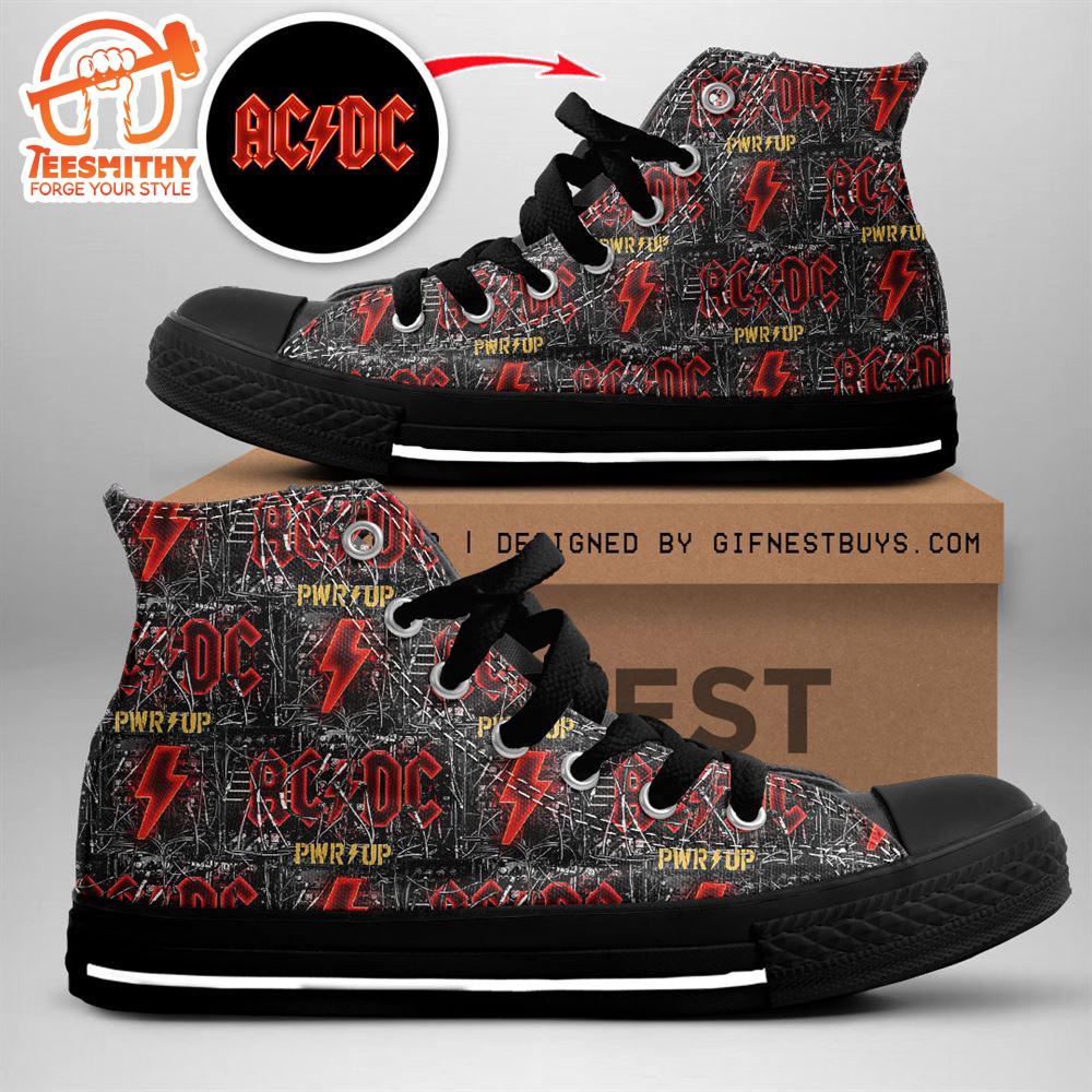 Acdc Rock Band, Acdc Power Up Black Shoes, Acdc High Top Canvas Shoes