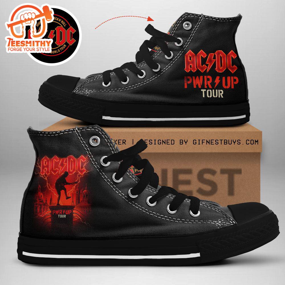 Acdc Rock Band, Acdc Pwr Up , Acdc High Top Canvas Shoes