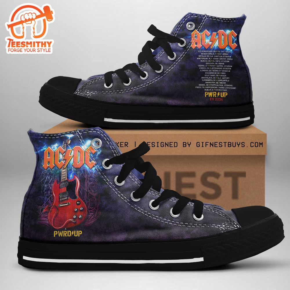 Acdc Rock Band, Acdc Pwrd Up Shoes, Acdc High Top Canvas Shoes