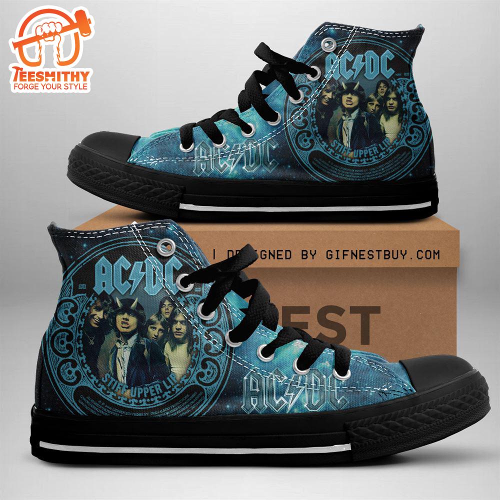 Acdc Rock Band, Acdc Stiff Upper Lip, Acdc High Top Canvas Shoes