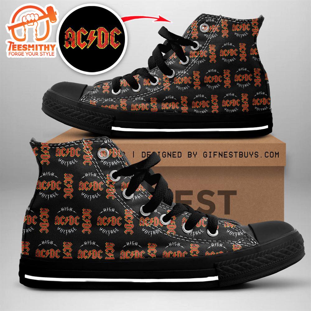 Acdc Rock Band, Acdc Voltage, Acdc High Top Canvas Shoes