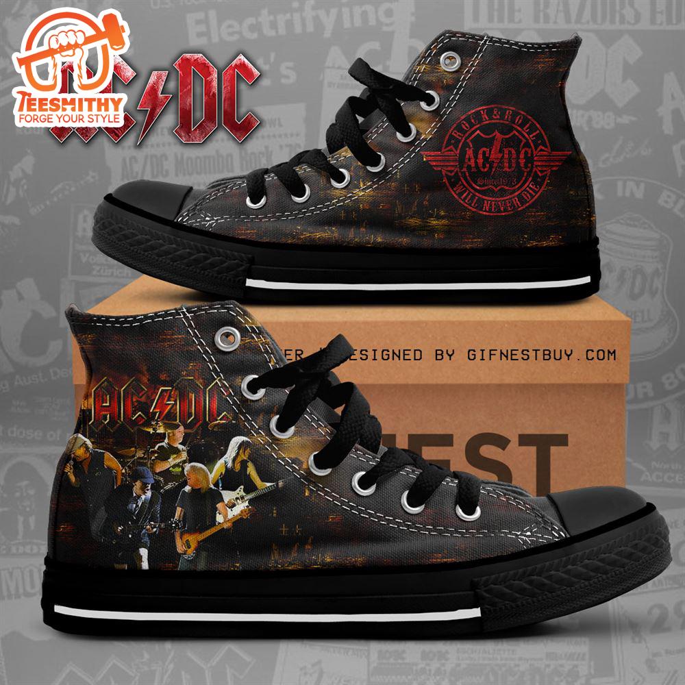 Acdc Rock Band, Acdc Will Never Die , Acdc High Top Canvas Shoes