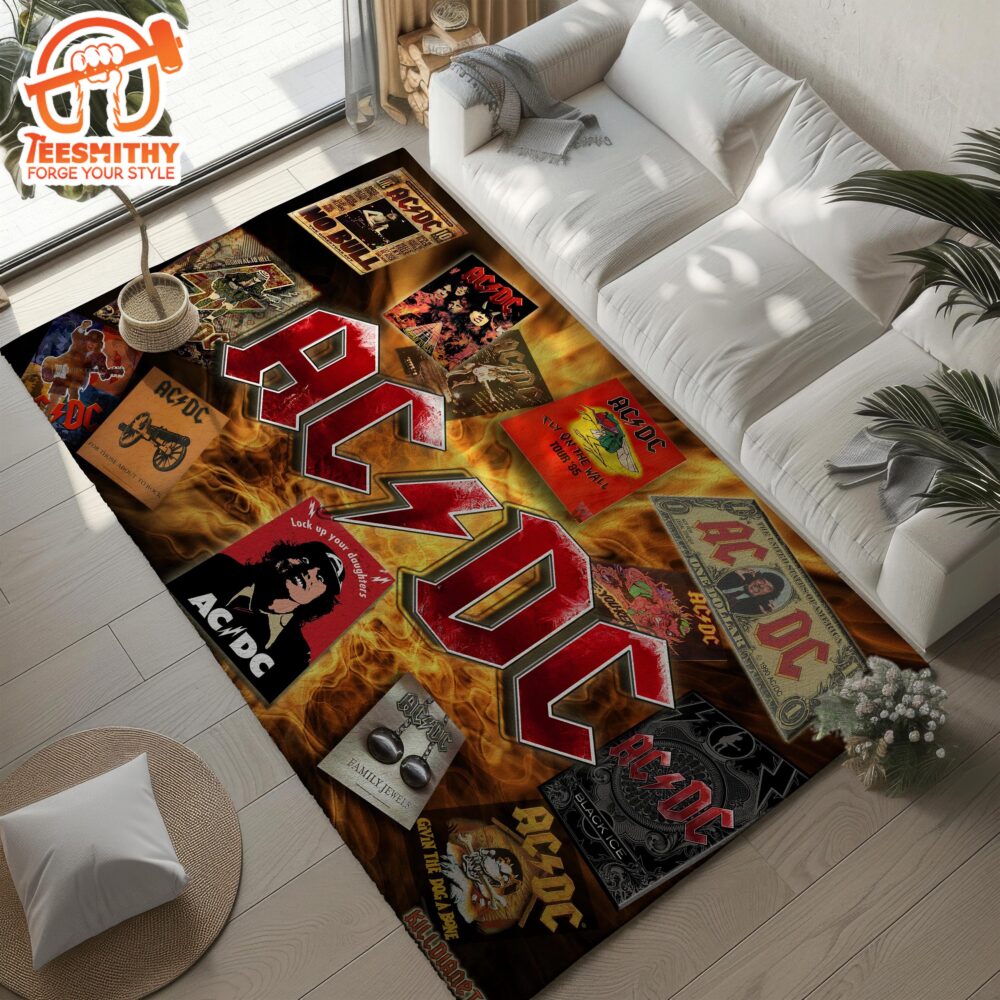 ACDC Rock Band Rug Iconic Retro Carpet, Ideal Gift for Music Lovers