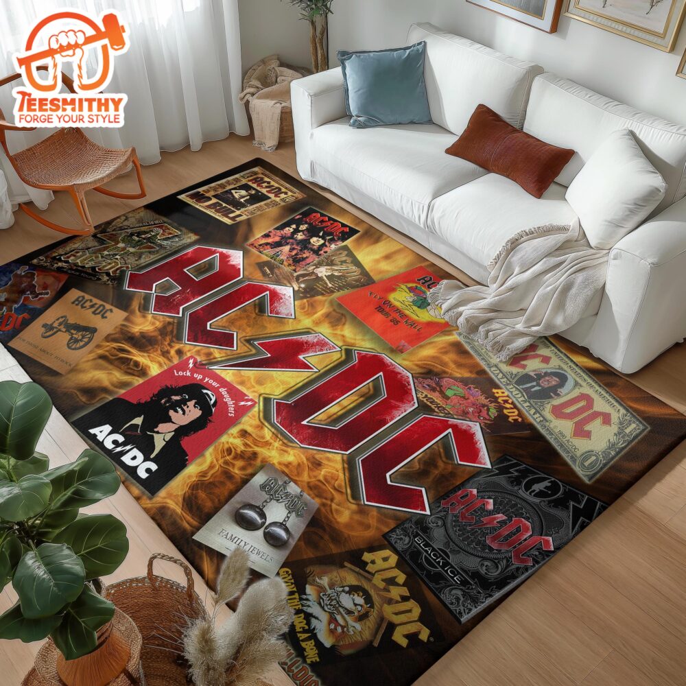 ACDC Rock Band Rug Iconic Retro Carpet, Ideal Gift for Music Lovers